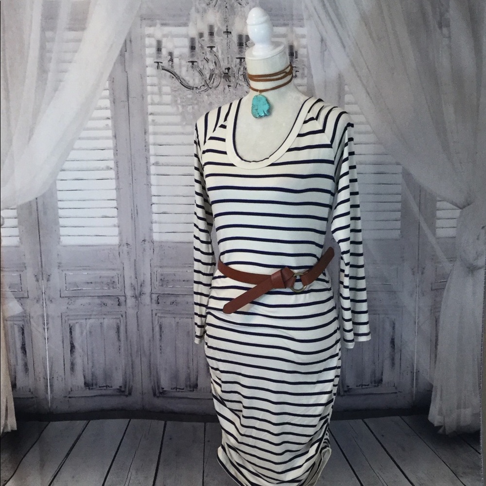 Navy & White Striped Dress